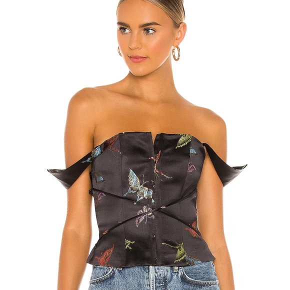 NWT Butterfly Lace Up Bustier Kim Shui Black